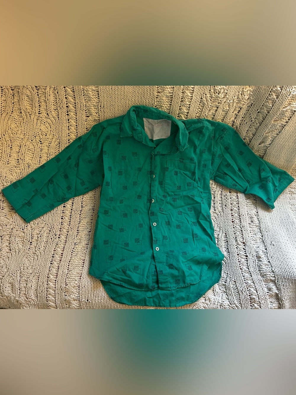 Shah Safari Green Button Up 3/4 Sleeve Shirt